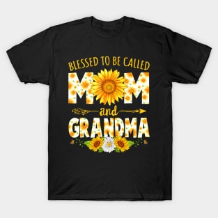 Blessed To Be Called Mom Grandma Sunflower Mothers Day T-Shirt